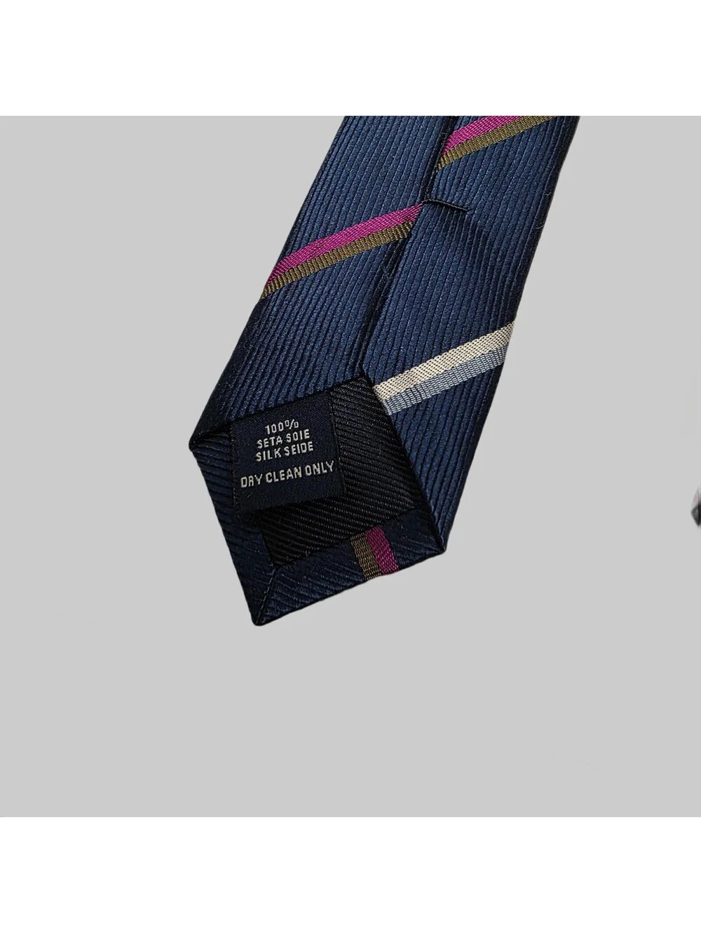 Charles Tyrwhitt Silk Necktie Navy Blue Striped regimental Woven Tie 60 x 3.5